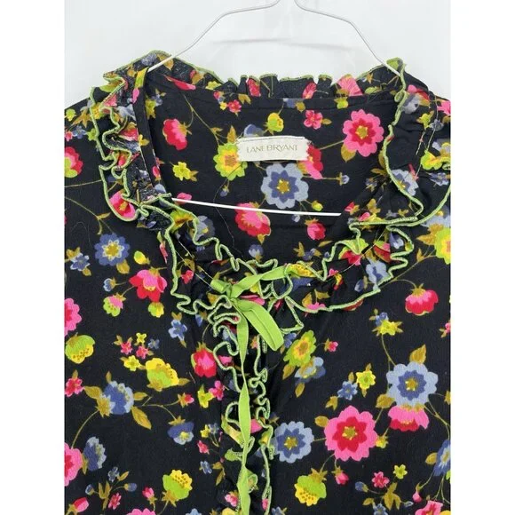 Vintage 60s 70s Lane Bryant Floral House Dress Ruffle No Sz Missing buttons - Picture 2 of 4